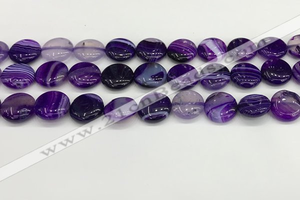 CAA4597 15.5 inches 14mm flat round banded agate beads wholesale