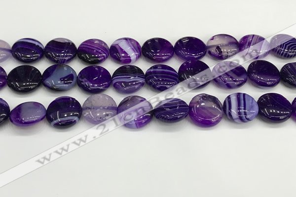 CAA4605 15.5 inches 16mm flat round banded agate beads wholesale