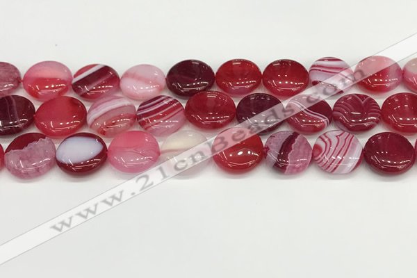 CAA4607 15.5 inches 16mm flat round banded agate beads wholesale