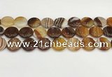 CAA4612 15.5 inches 18mm flat round banded agate beads wholesale