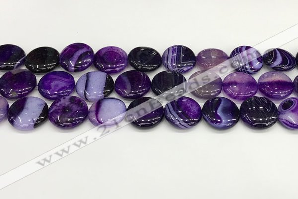 CAA4613 15.5 inches 18mm flat round banded agate beads wholesale