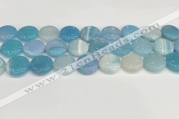 CAA4616 15.5 inches 18mm flat round banded agate beads wholesale