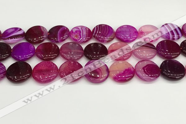 CAA4622 15.5 inches 20mm flat round banded agate beads wholesale