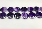 CAA4629 15.5 inches 25mm flat round banded agate beads wholesale