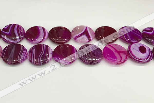 CAA4630 15.5 inches 25mm flat round banded agate beads wholesale