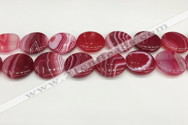 CAA4631 15.5 inches 25mm flat round banded agate beads wholesale