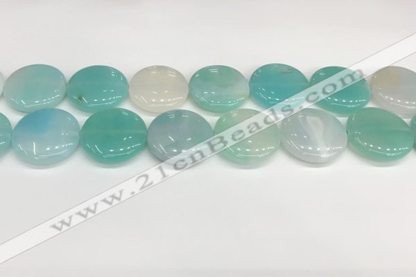 CAA4632 15.5 inches 25mm flat round banded agate beads wholesale