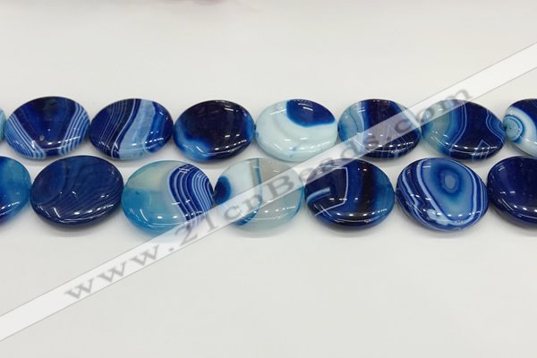 CAA4633 15.5 inches 25mm flat round banded agate beads wholesale