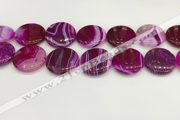 CAA4638 15.5 inches 30mm flat round banded agate beads wholesale