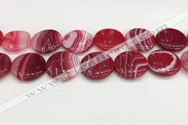 CAA4639 15.5 inches 30mm flat round banded agate beads wholesale