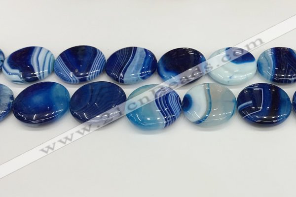 CAA4641 15.5 inches 30mm flat round banded agate beads wholesale