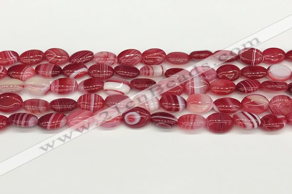 CAA4648 15.5 inches 10*14mm oval banded agate beads wholesale