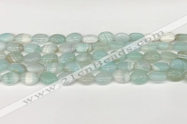 CAA4649 15.5 inches 10*14mm oval banded agate beads wholesale