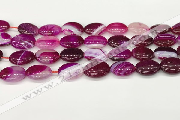 CAA4663 15.5 inches 13*18mm oval banded agate beads wholesale