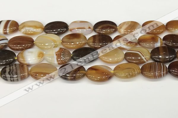 CAA4669 15.5 inches 15*20mm oval banded agate beads wholesale