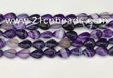 CAA4687 15.5 inches 10*14mm flat teardrop banded agate beads wholesale