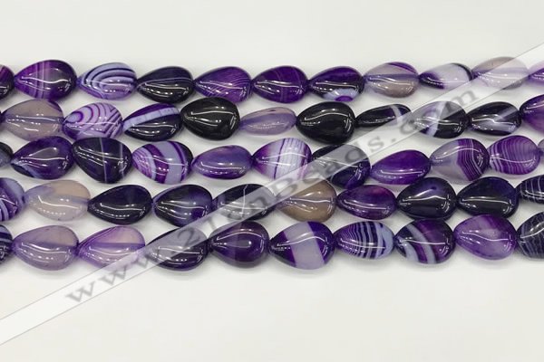 CAA4687 15.5 inches 10*14mm flat teardrop banded agate beads wholesale