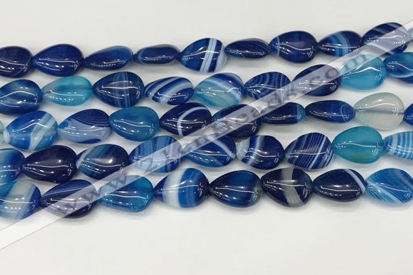 CAA4691 15.5 inches 10*14mm flat teardrop banded agate beads wholesale