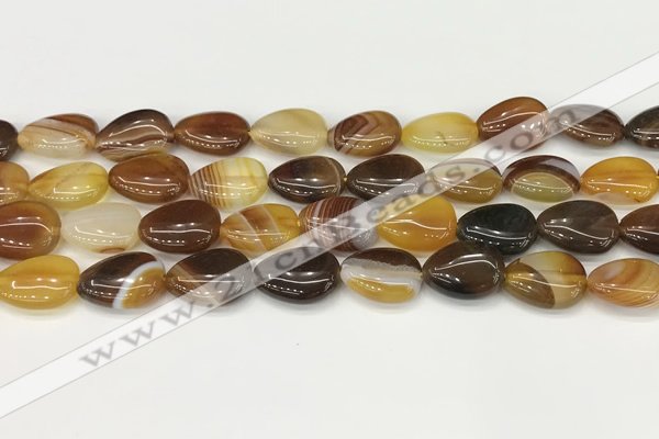 CAA4694 15.5 inches 12*16mm flat teardrop banded agate beads wholesale