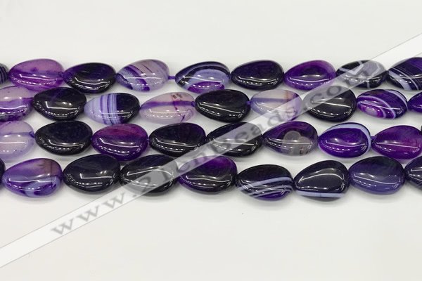 CAA4695 15.5 inches 12*16mm flat teardrop banded agate beads wholesale