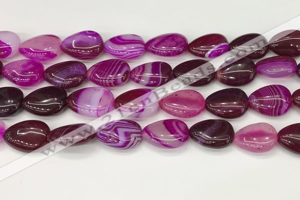 CAA4704 15.5 inches 13*18mm flat teardrop banded agate beads wholesale