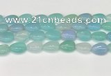 CAA4706 15.5 inches 13*18mm flat teardrop banded agate beads wholesale