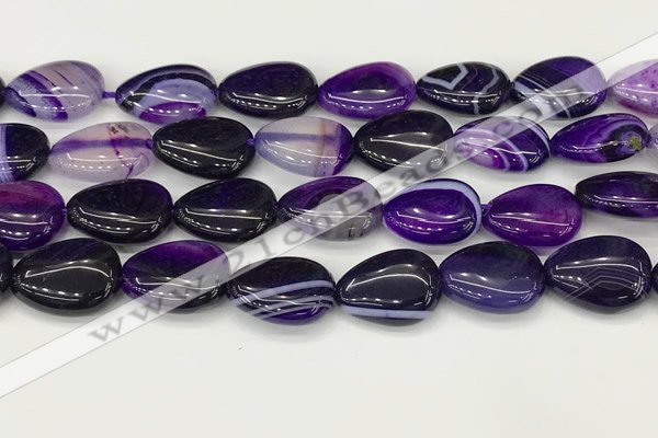 CAA4711 15.5 inches 15*20mm flat teardrop banded agate beads wholesale