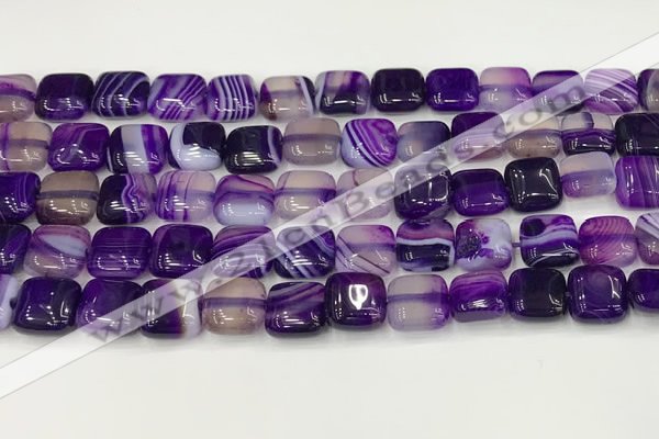 CAA4727 15.5 inches 10*10mm square banded agate beads wholesale