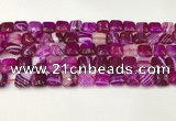 CAA4728 15.5 inches 10*10mm square banded agate beads wholesale