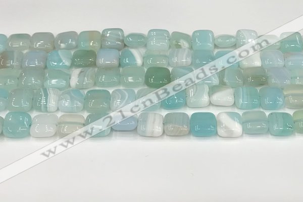 CAA4730 15.5 inches 10*10mm square banded agate beads wholesale