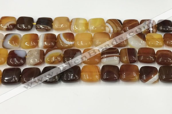 CAA4734 15.5 inches 12*12mm square banded agate beads wholesale