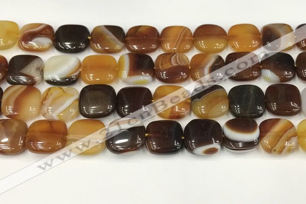 CAA4741 15.5 inches 14*14mm square banded agate beads wholesale