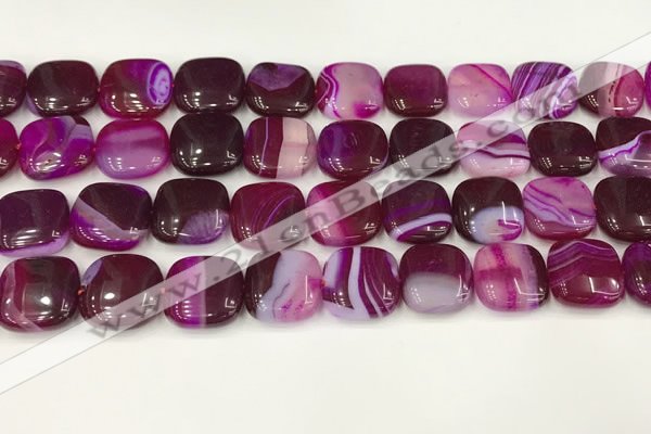 CAA4743 15.5 inches 14*14mm square banded agate beads wholesale