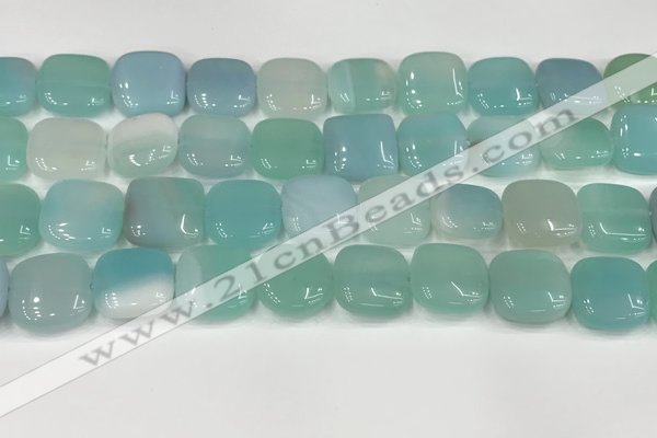 CAA4745 15.5 inches 14*14mm square banded agate beads wholesale