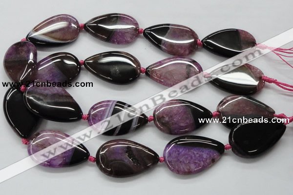 CAA475 15.5 inches 25*38mm flat teardrop agate druzy geode beads