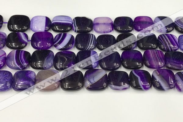 CAA4750 15.5 inches 16*16mm square banded agate beads wholesale