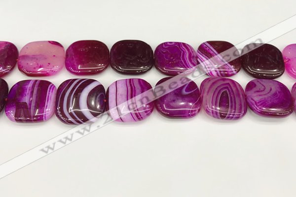 CAA4775 15.5 inches 25*25mm square banded agate beads wholesale