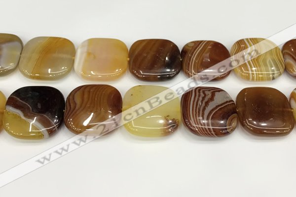 CAA4781 15.5 inches 30*30mm square banded agate beads wholesale