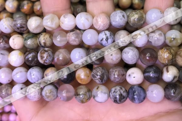 CAA4941 15.5 inches 8mm round bamboo leaf agate beads wholesale