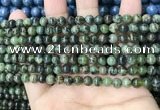 CAA4964 15.5 inches 4mm round green dendritic agate beads