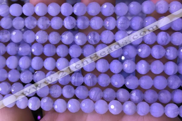 CAA5006 15.5 inches 6mm faceted round blue lace agate beads