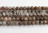 CAA5012 15.5 inches 10mm faceted round flower agate beads