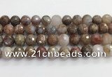 CAA5013 15.5 inches 12mm faceted round flower agate beads