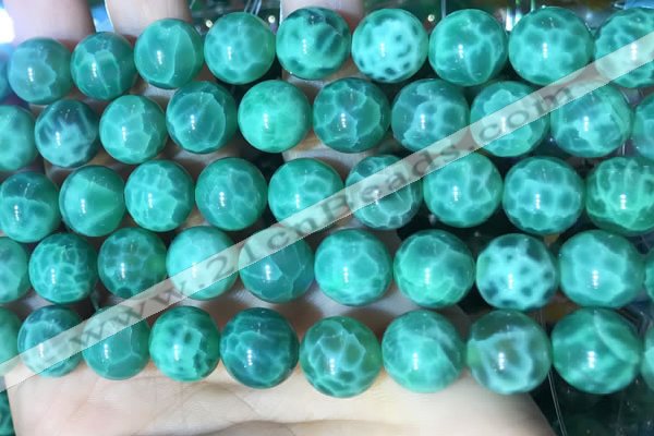 CAA5024 15.5 inches 12mm round green dragon veins agate beads