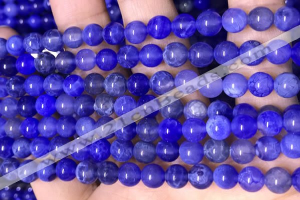 CAA5030 15.5 inches 6mm round blue dragon veins agate beads