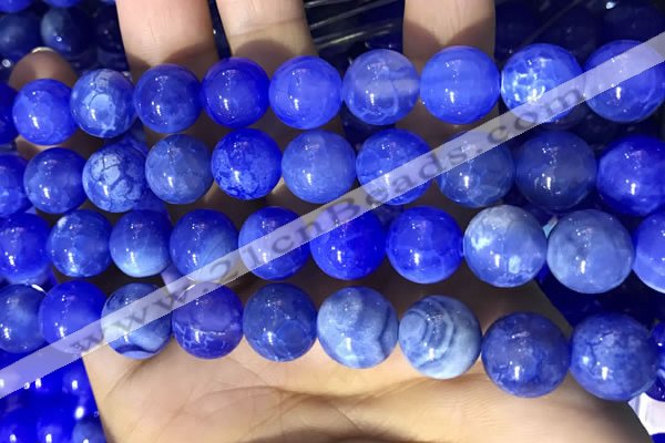 CAA5033 15.5 inches 12mm round blue dragon veins agate beads