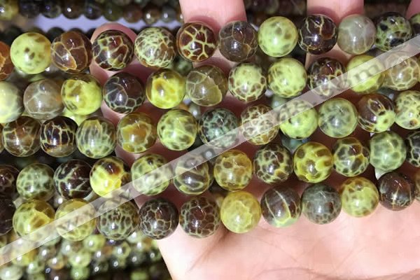 CAA5039 15.5 inches 10mm round yellow dragon veins agate beads