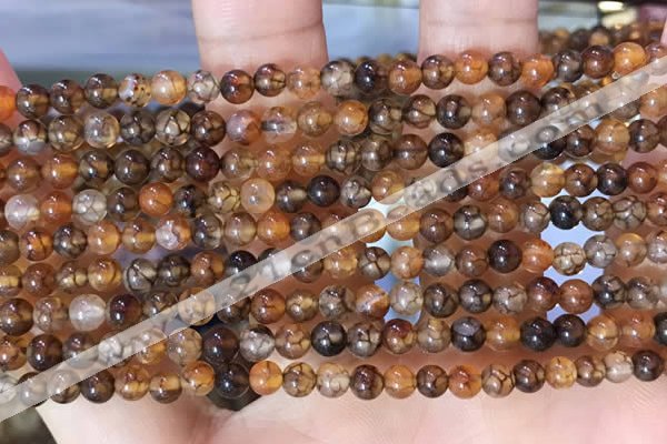 CAA5046 15.5 inches 4mm round dragon veins agate beads wholesale