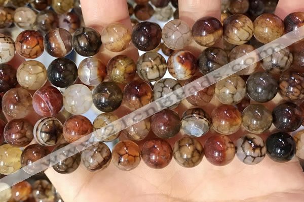 CAA5049 15.5 inches 10mm round dragon veins agate beads wholesale