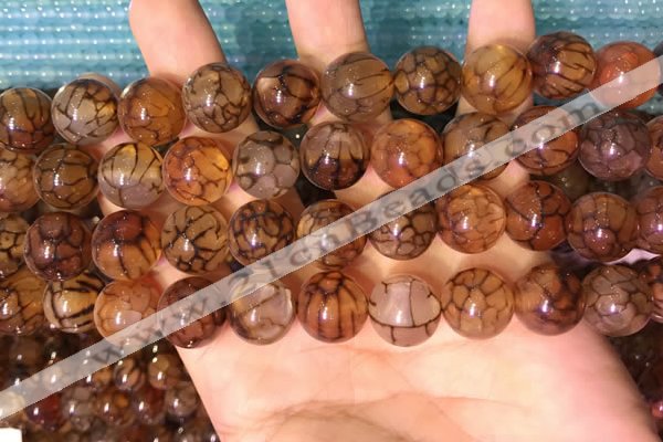 CAA5058 15.5 inches 12mm round dragon veins agate beads wholesale